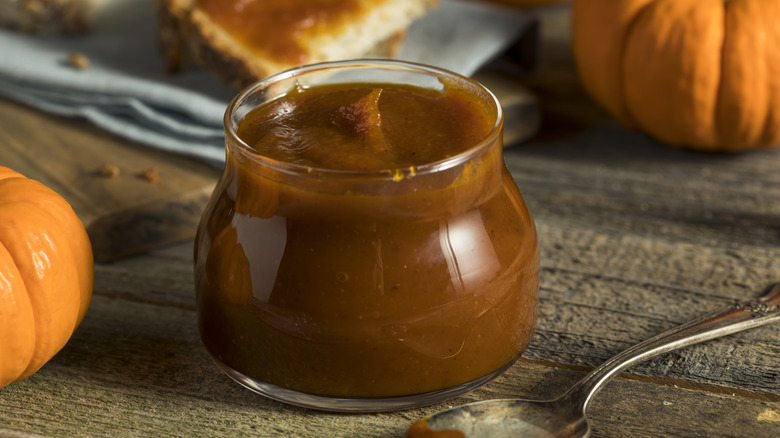 jar of homemade pumpkin butter