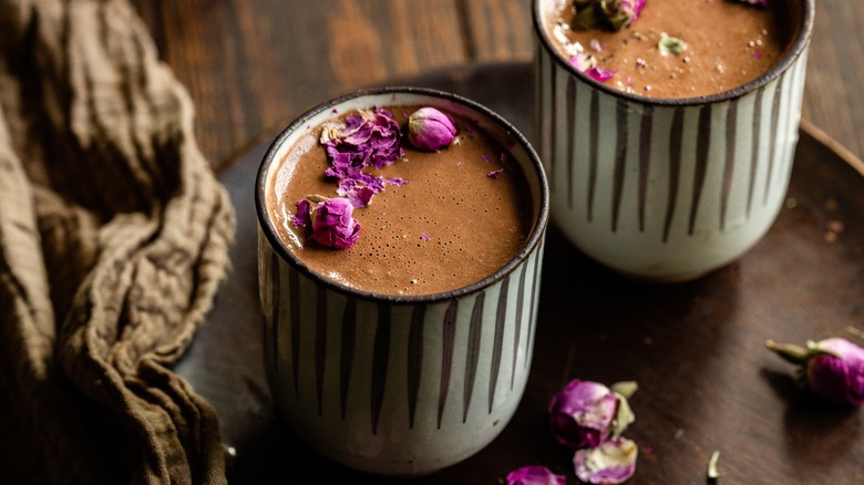 hot chocolate with flowers