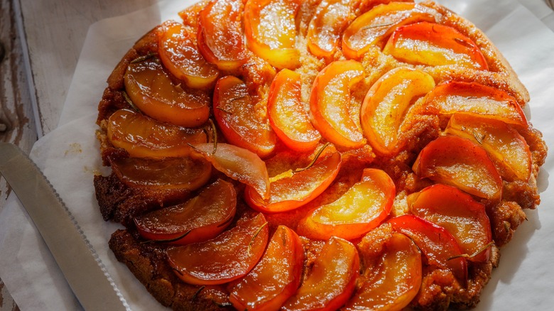 Close-up of French tarte tatin