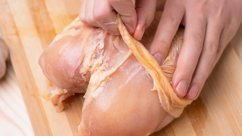 removing skin from chicken breast