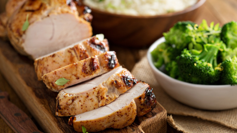 Sliced roasted turkey breast