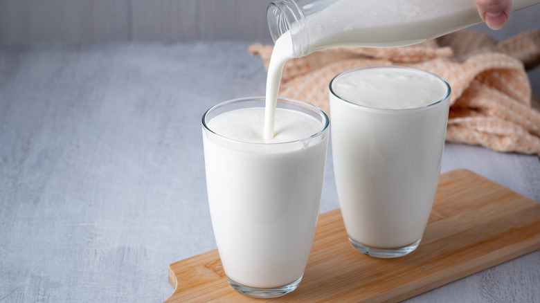 buttermilk poured into glass