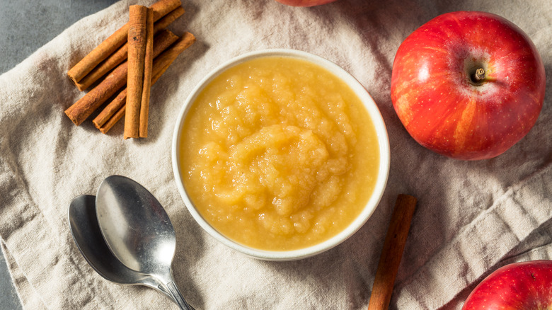 Bowl of homemade applesauce