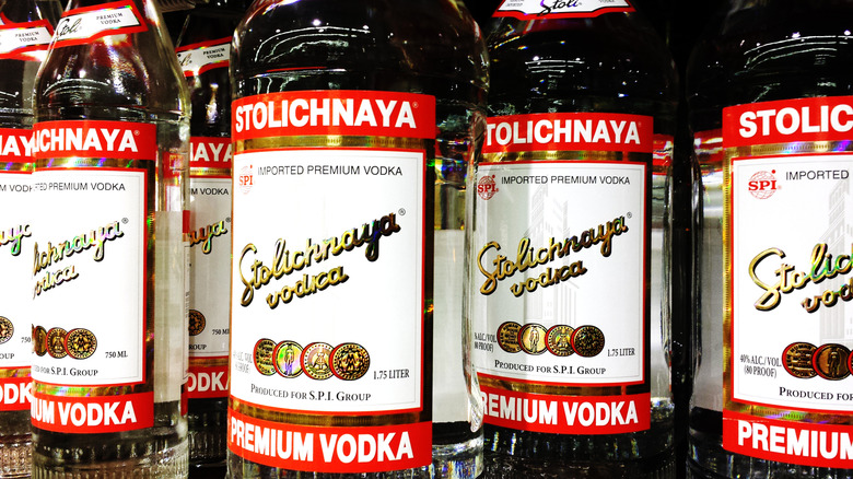 stolichnaya vodka bottles