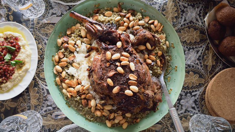 roasted lamb on freekeh