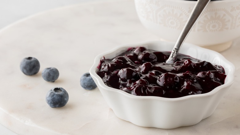 jammy cooked blueberries 