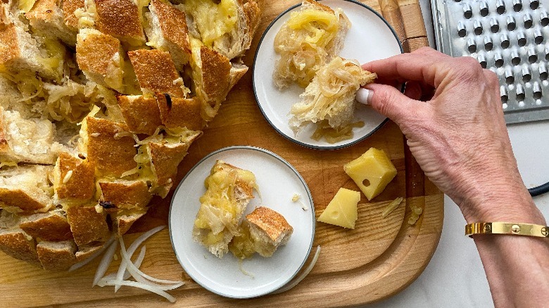 pull apart bread on plate 