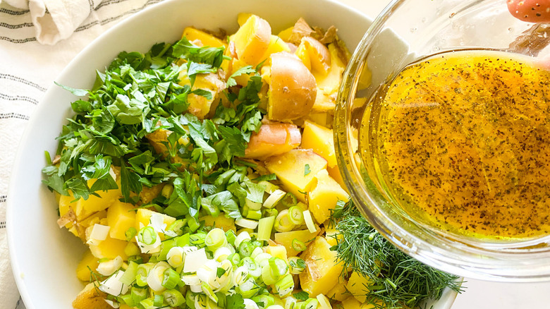 french potato salad in bowl 