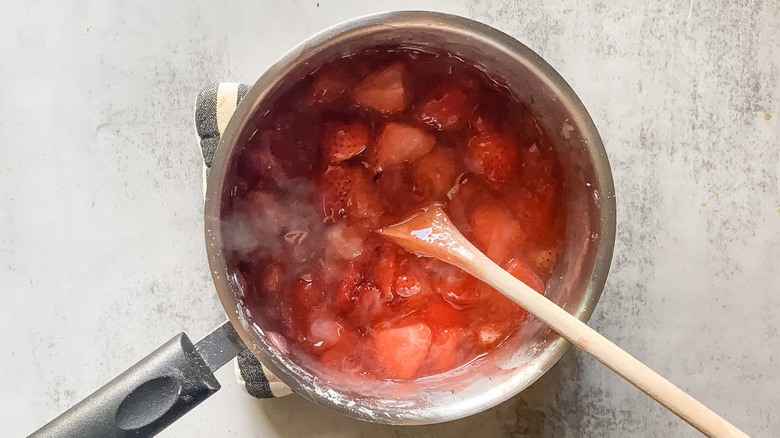 strawberries in a pan