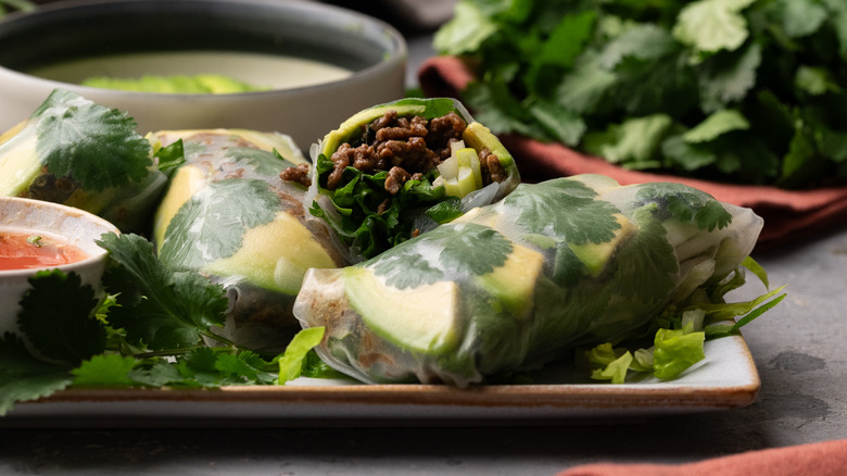 Thai basil beef rolls