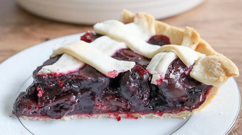 slice of cherry pie on plate