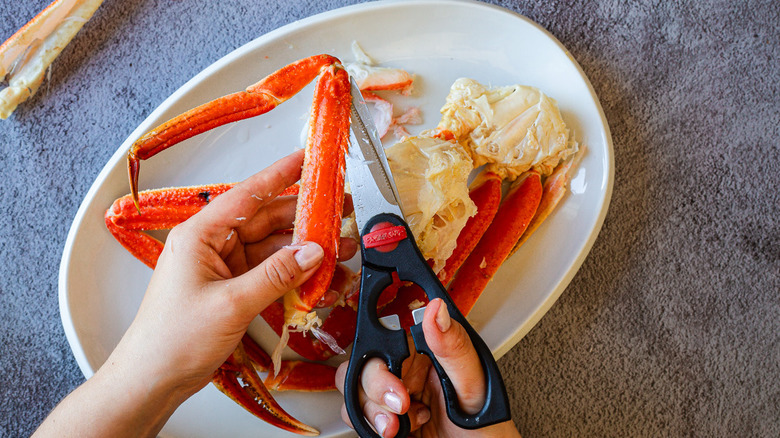 shelling crab legs