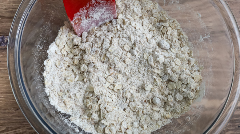 dry topping ingredients in a bowl