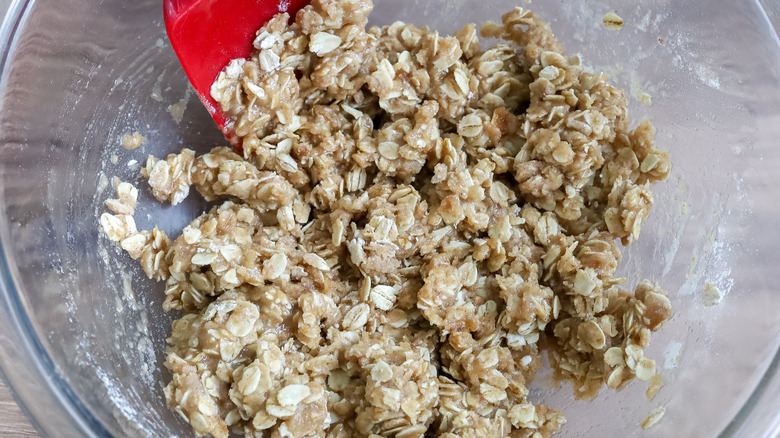 finished crisp topping in a bowl