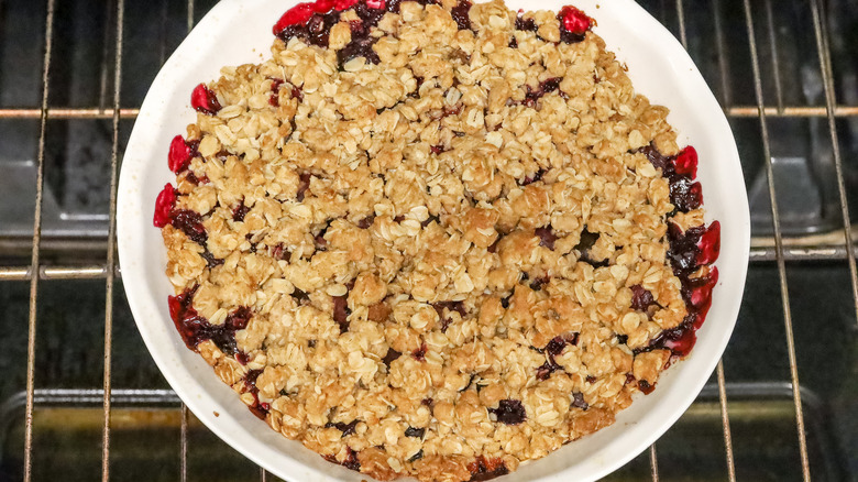 baked fresh summer cherry crisp