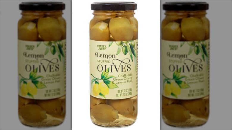 jar of lemon stuffed olives from Trader Joe's
