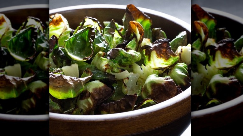 fried Brussels sprout leaves