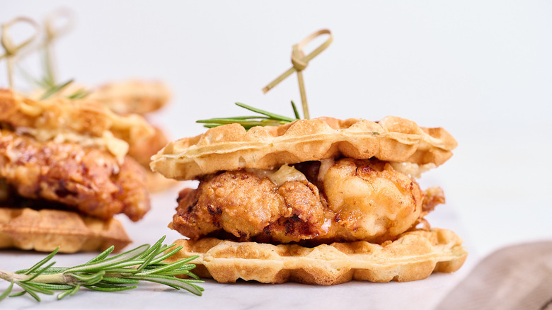 fried chicken slider on table