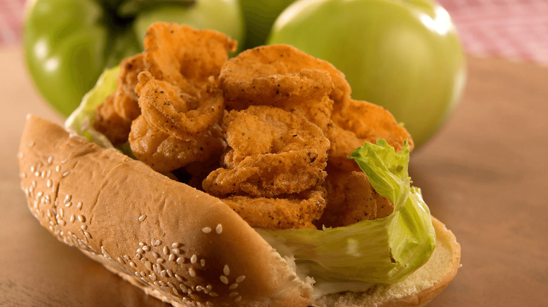 Shrimp po' boy sandwich