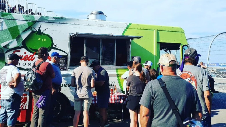 People outside food truck