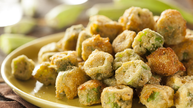 fried okra on a plate