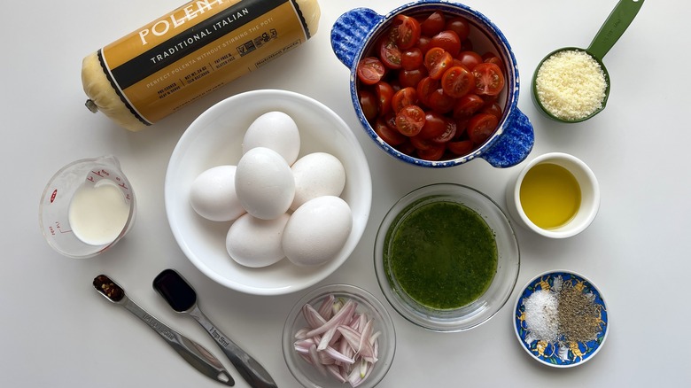 ingredients for fried polenta frittata