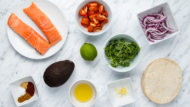 ingredients for salmon tacos