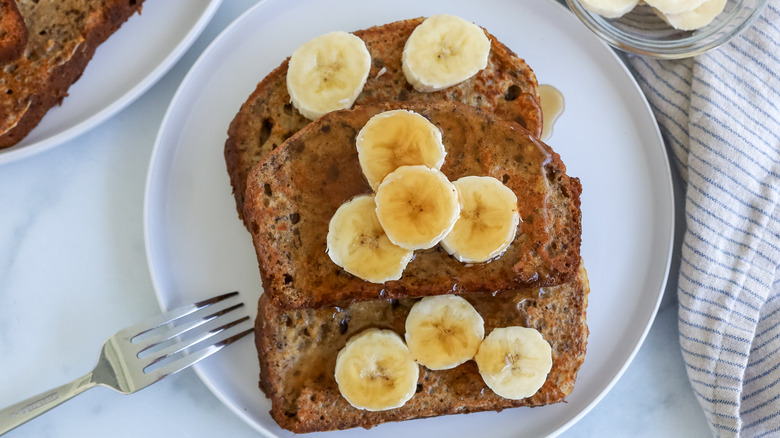 plated banana bread French toast