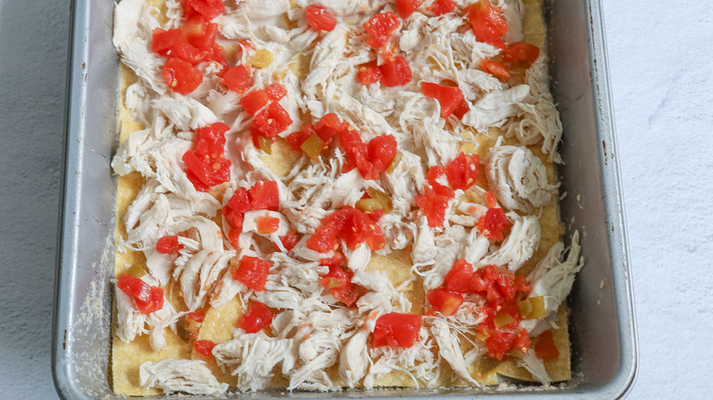 layering king ranch chicken casserole