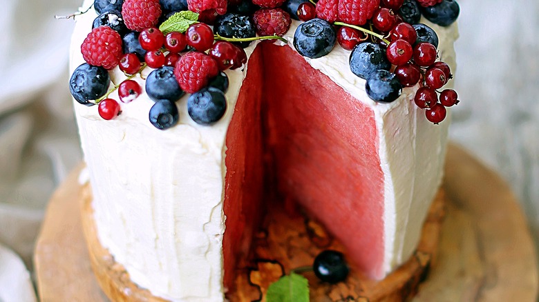 watermelon cake with berries