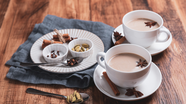 Spiced milk in coffee cups