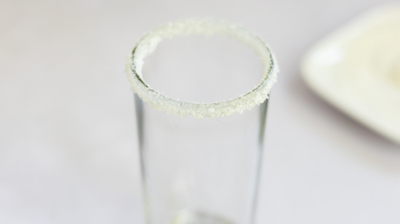 glass with desiccated coconut rim