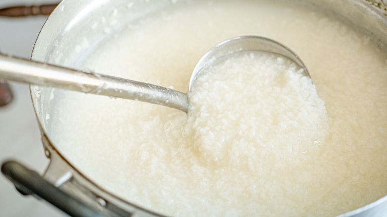 Close-up of fresh homemade congee