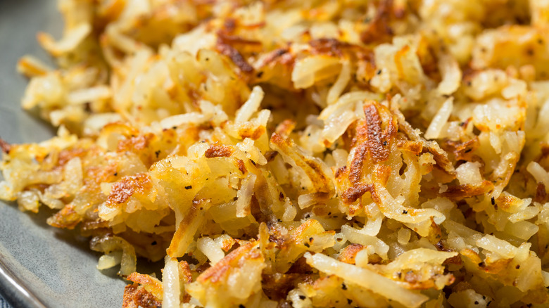 Close up of shredded hash browns