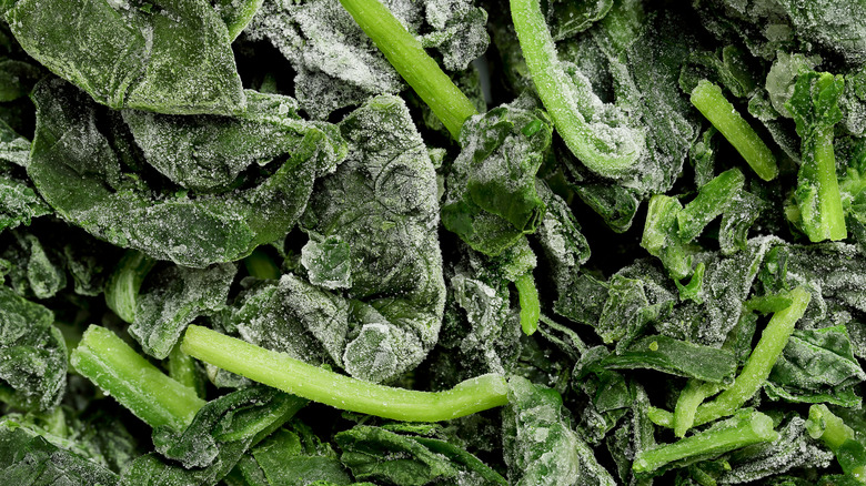 frozen spinach leaves and stems