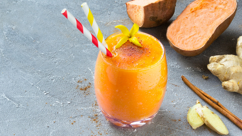 Sweet potato smoothie with ginger and cinammon