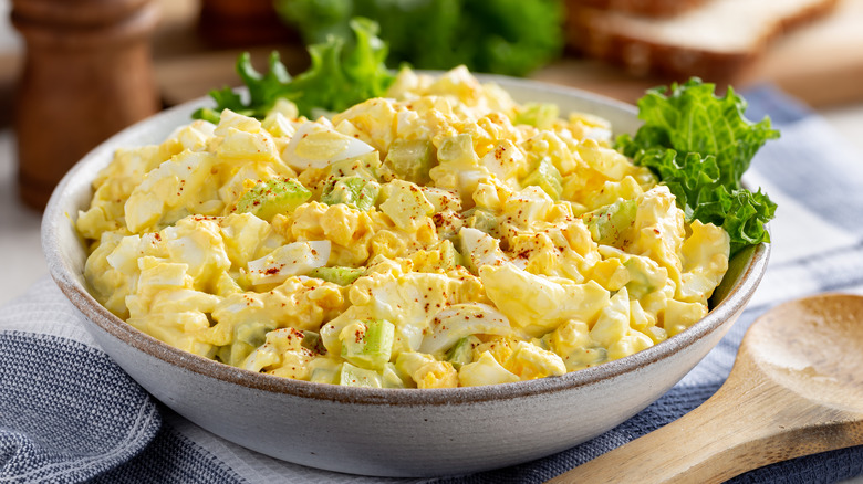 Bowl of egg salad 