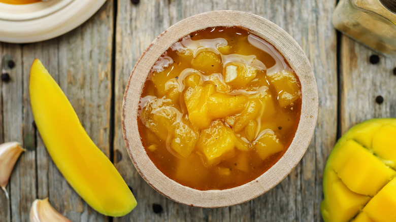 Bowl of mango chutney 