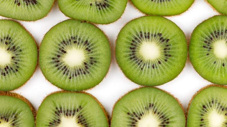 Kiwi slices on sheet pan