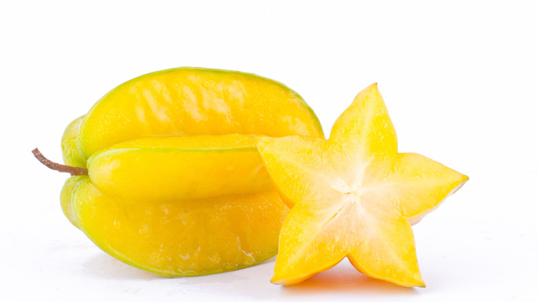 Yellow star fruit on white background