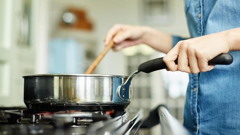 a frying pan on a stove