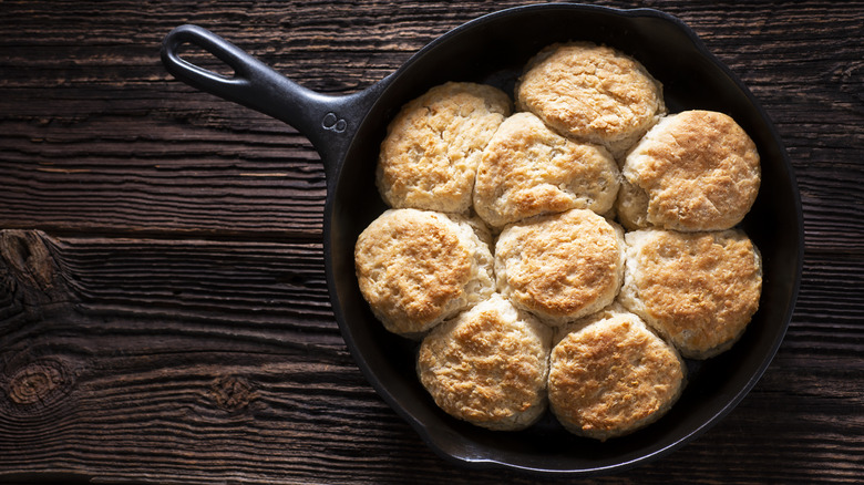 Biscuits in frying pan