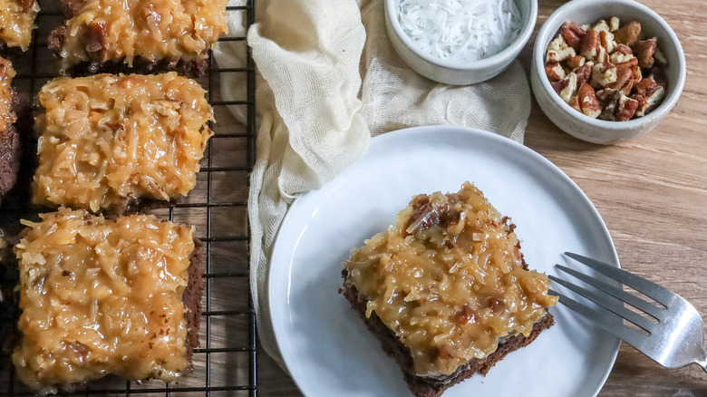 fudgy brownies with coconut topping