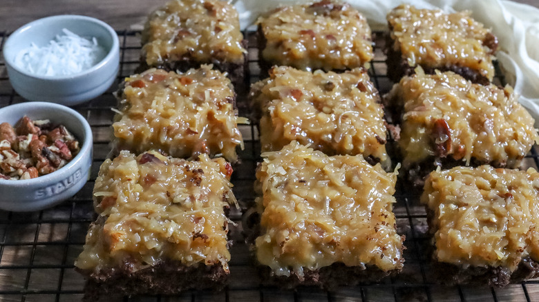 fudgy brownie squares with coconut