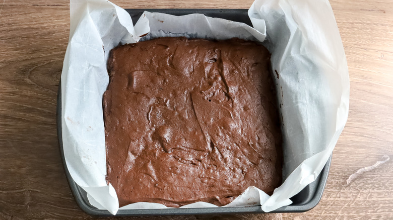 baked brownies in pan