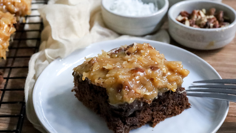 fudgy brownie square with coconut