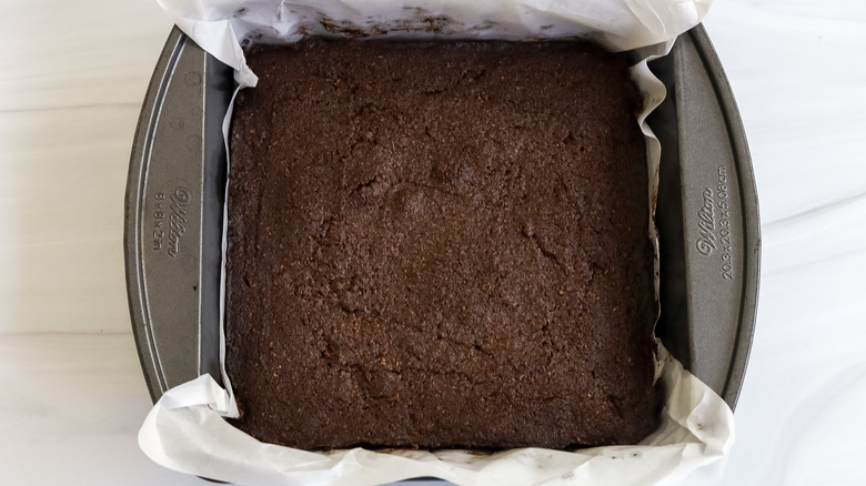 baked brownies in a pan