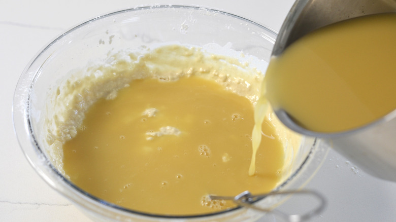 Mixing takoyaki batter