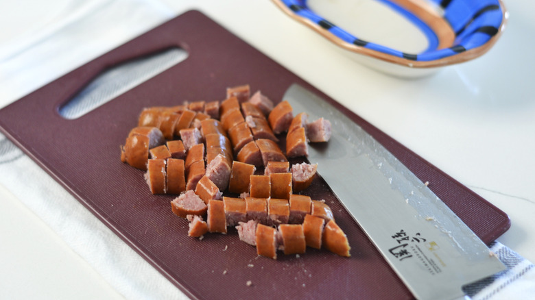 Chopped sausage for takoyaki