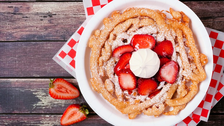 Funnel cake with strawberries